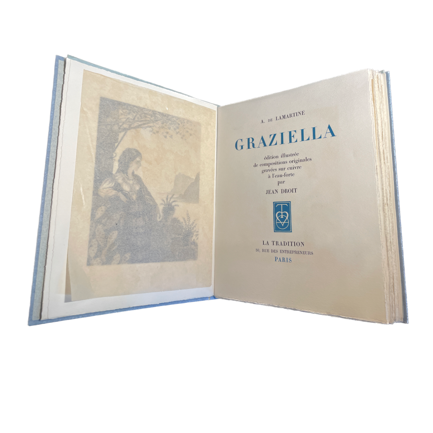 1942 - LAMARTINE (Alphonse de) - Grazziella - Edition illustrée de compositions originales gravées sur cuivre à l'eau-forte par Jean Droit