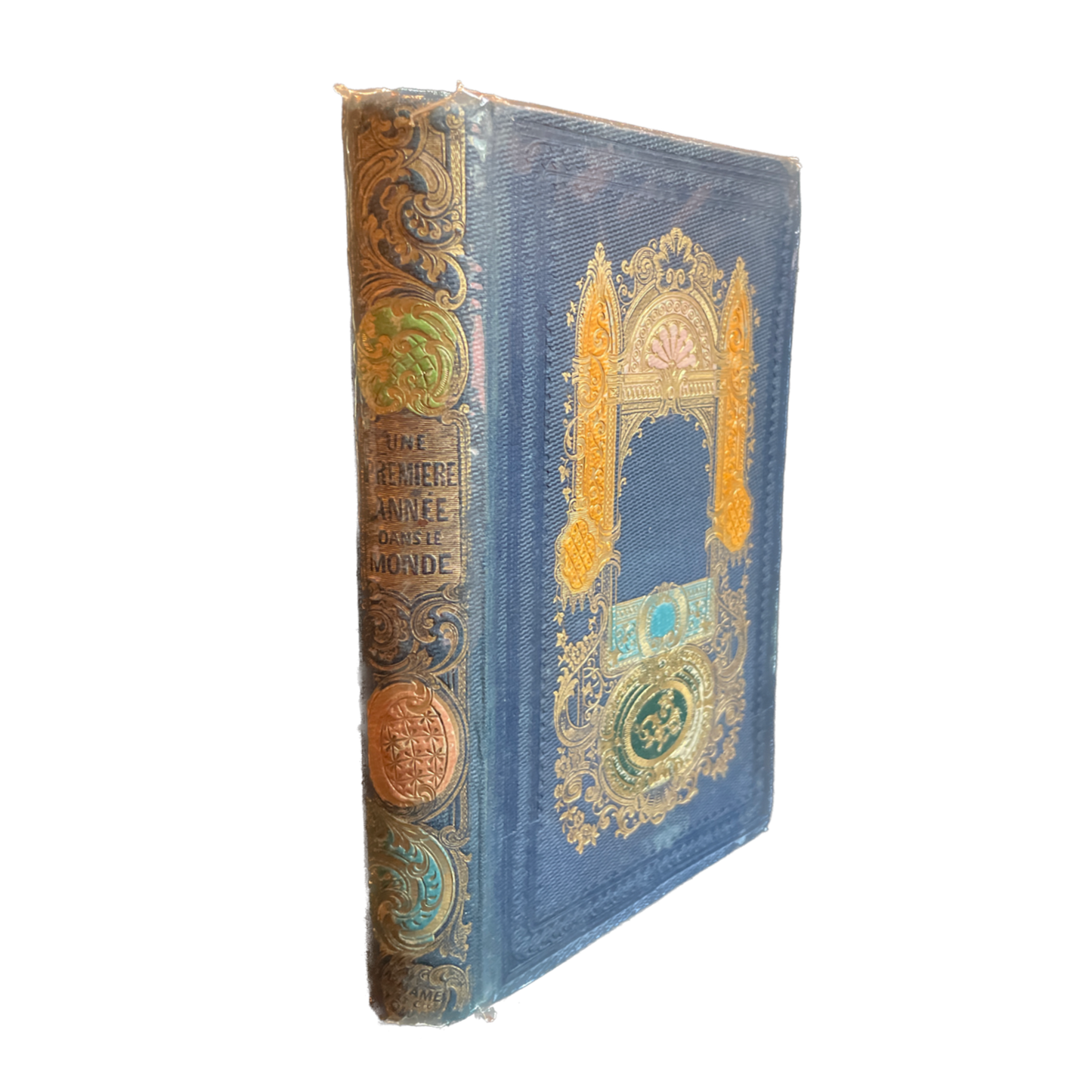 1853 - Abbé Th. B*** - Une Première Année dans le Monde - Polychrome Cartonnage Romantique Mame
