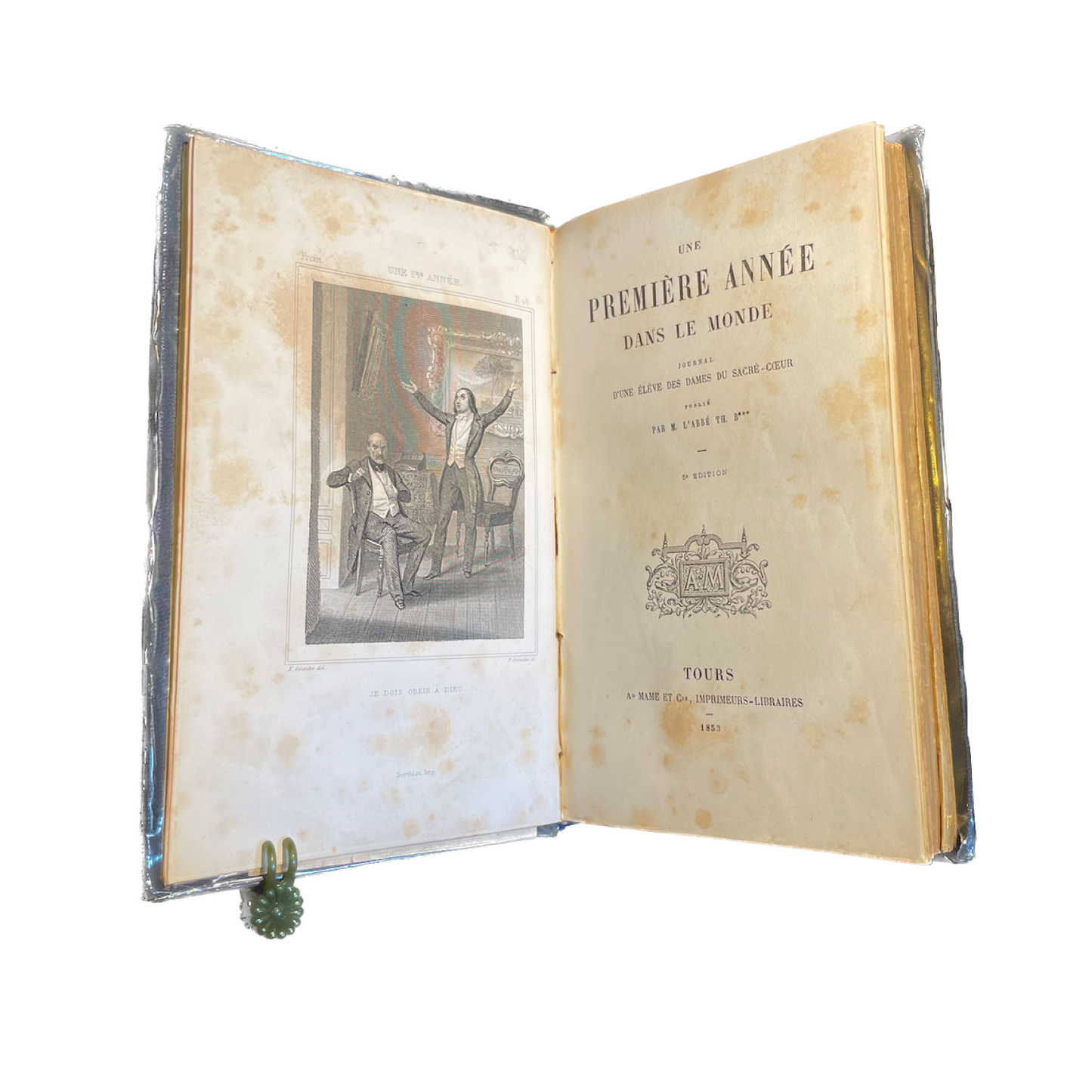 1853 - Abbé Th. B*** - Une Première Année dans le Monde - Polychrome Cartonnage Romantique Mame